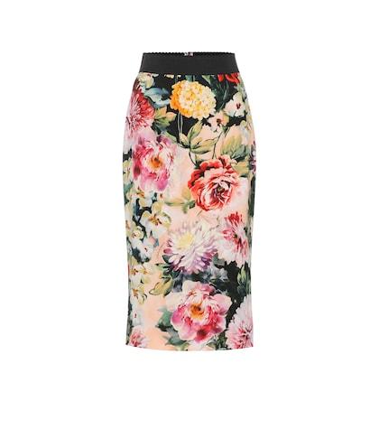 Victoria Beckham Printed Crêpe Pencil Skirt