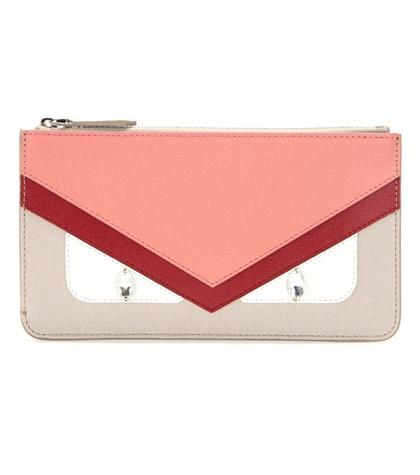 Fendi Embellished Leather Pouch