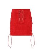 Unravel Lace-up Suede Miniskirt