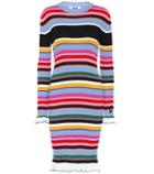 Msgm Striped Wool-blend Midi Dress