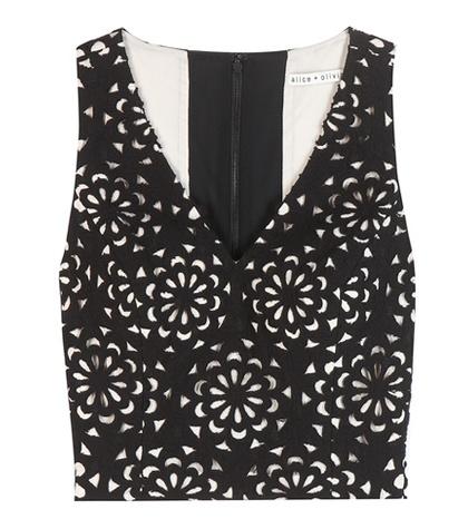 Alice + Olivia Lyla Cut-out Cotton-blend Cropped Top