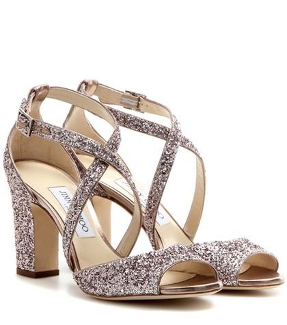 Jimmy Choo Carrie 85 Glitter Embellished Leather Sandals