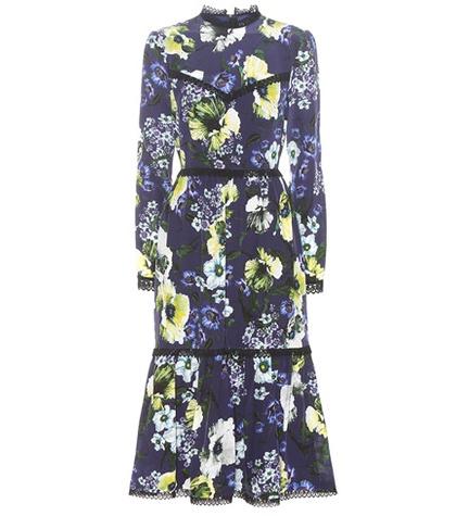 Erdem Georgie Printed Silk Dress