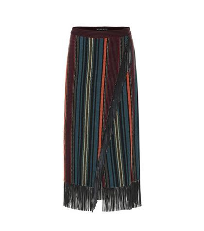 Etro Leather-trimmed Knit Skirt