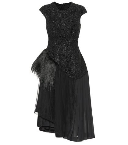 Simone Rocha Wool-blend Dress With Faux Fur