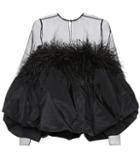 Saint Laurent Feather Trimmed Silk Minidress