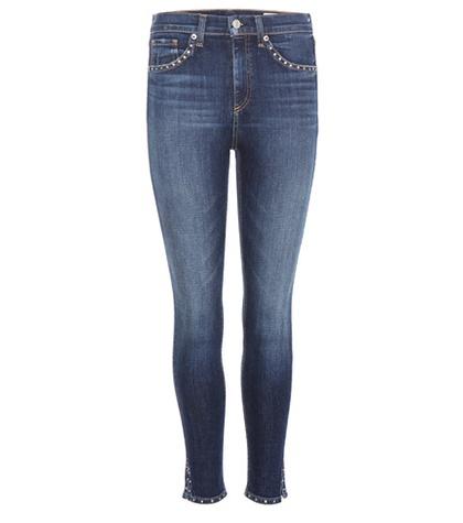 Rag & Bone 10 Inch Capri With Slit Embellished Jeans