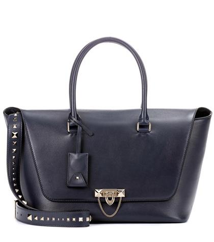Valentino Valentino Garavani Demilune Double Handle Leather Shoulder Bag