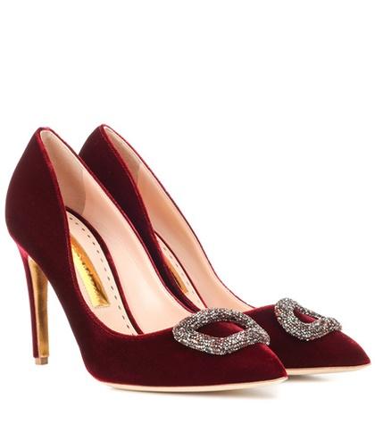 Rupert Sanderson Malory Embellished Velvet Pumps
