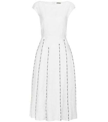 Bottega Veneta Embroidered Linen And Cotton Dress