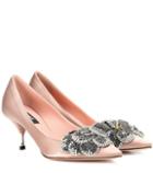 Rochas Crystal-embellished Satin Pumps
