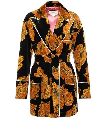 Gucci Floral-printed Velvet Coat