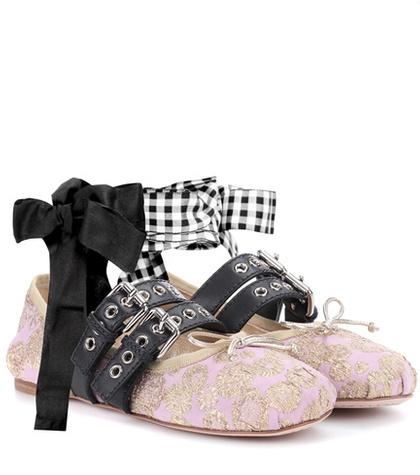 Nicholas Kirkwood Buckle-embellished Brocade Ballerinas