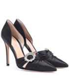 Saint Laurent Crystal-embellished Satin Pumps