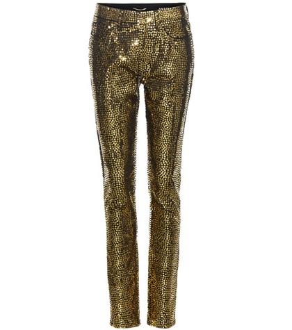 Saint Laurent Sequin-embellished Cotton Trousers