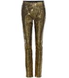 Saint Laurent Sequin-embellished Cotton Trousers