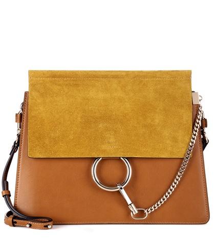 Stella Mccartney Faye Leather And Suede Shoulder Bag