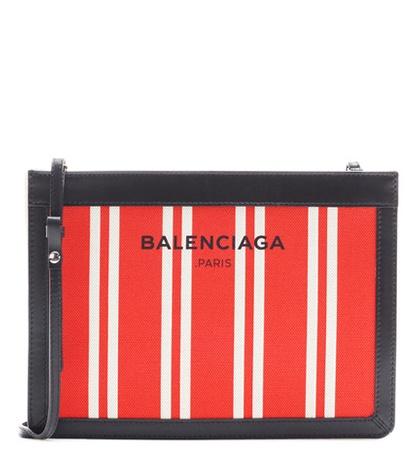 Balenciaga Navy Canvas And Leather Shoulder Bag