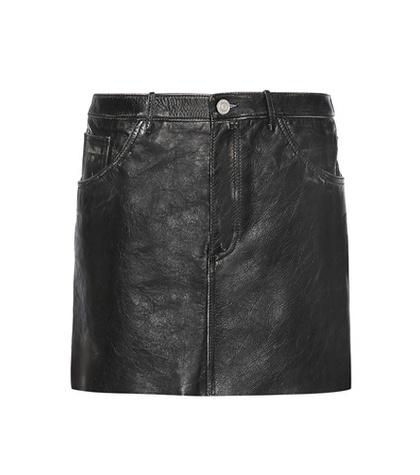 Saint Laurent Distressed Leather Miniskirt