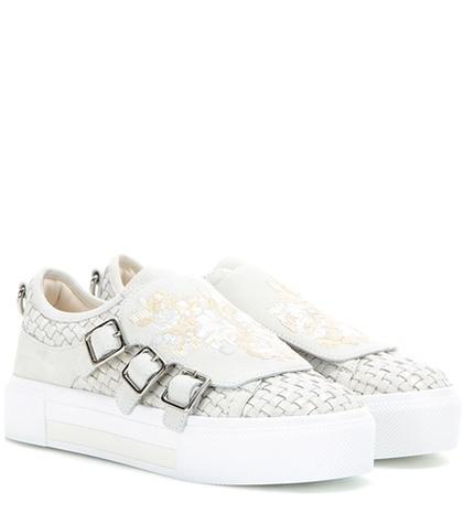 Alexander Mcqueen Embroidered Suede Sneakers
