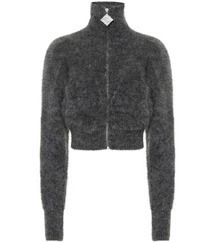 Alessandra Rich Zip-front Mohair-blend Cardigan