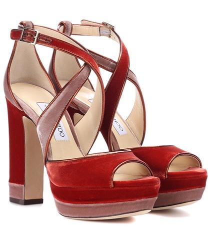 Jimmy Choo April 120 Velvet Plateau Sandals