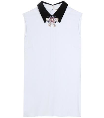 Miu Miu Embellished Crêpe Blouse