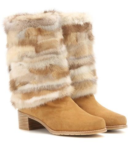 Stuart Weitzman Blizzard Fur-trimmed Suede Boots