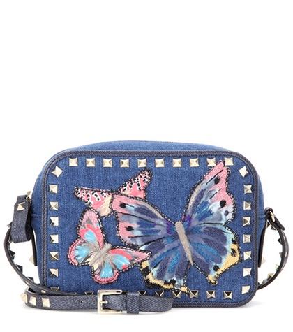 Valentino Valentino Garavani Rockstud Denim Shoulder Bag