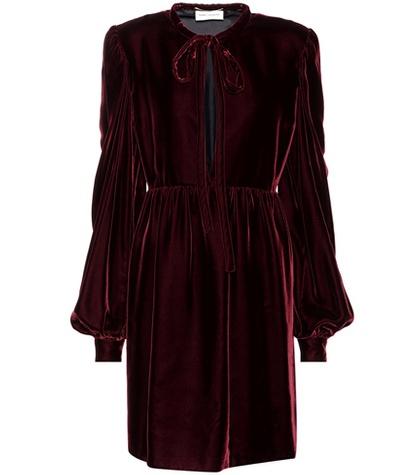Saint Laurent Long-sleeved Velvet Dress