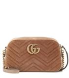Aquazzura Gg Marmont Small Velvet Shoulder Bag
