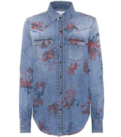 Saint Laurent Floral-printed Denim Shirt