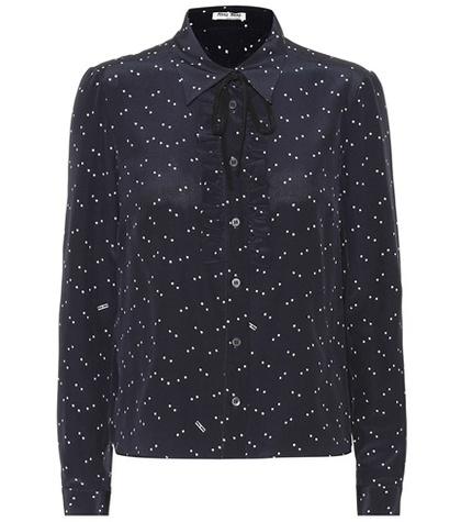 Miu Miu Star-printed Silk Blouse