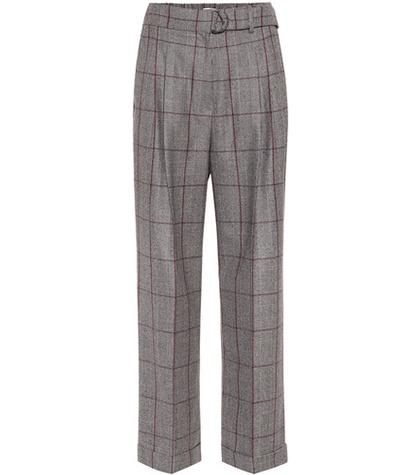 Brunello Cucinelli Belted Plaid Wool Pants