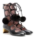 Gucci Heloise Embellished Lace-up Leather Ankle Boots