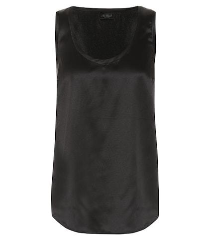 Brunello Cucinelli Sleeveless Silk Satin Top