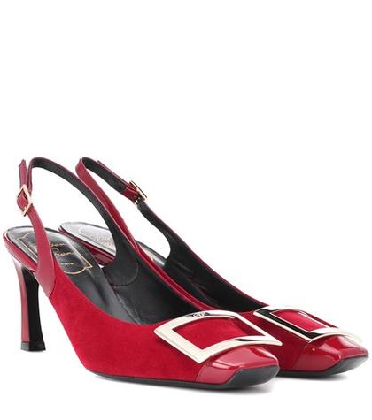 Stella Mccartney Trompette Suede And Leather Slingback Pumps