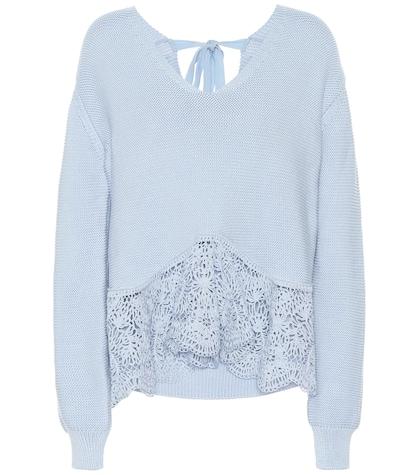 Stella Mccartney Crochet-paneled Cotton Sweater