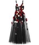 Rochas Floral-embellished Tulle Gown