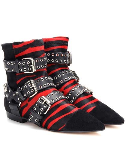 Isabel Marant Rolling Calf Hair And Suede Ankle Boots
