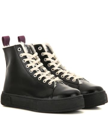Eytys Kibo Faux Fur-lined Leather High-top Sneakers