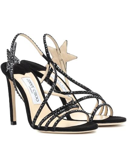 Jimmy Choo Lynn 100 Embellished Suede Sandals