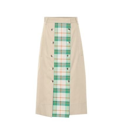Tibi Hani Plaid Trench Midi Skirt