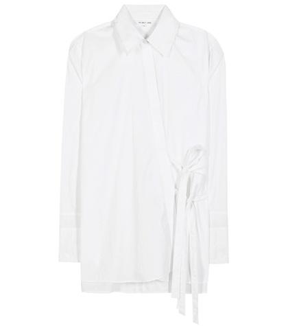 Helmut Lang Overlap Tie Cotton-poplin Shirt