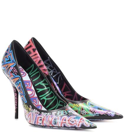 Balenciaga Graffiti-printed Leather Pumps