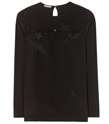Miu Miu Silk Top With Appliqué