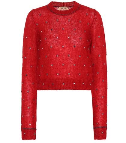 N21 Embellished Mohair-blend Sweater