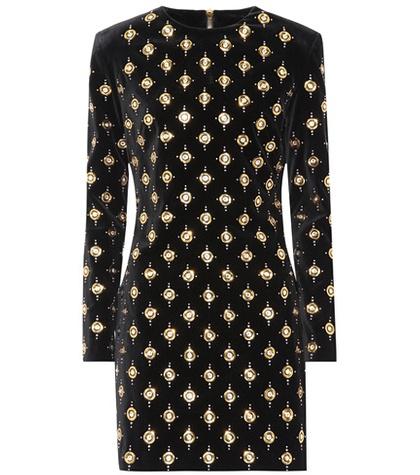 Balmain Embellished Velvet Dress
