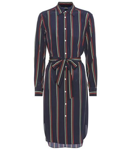 Saint Laurent Striped Silk Shirt Dress