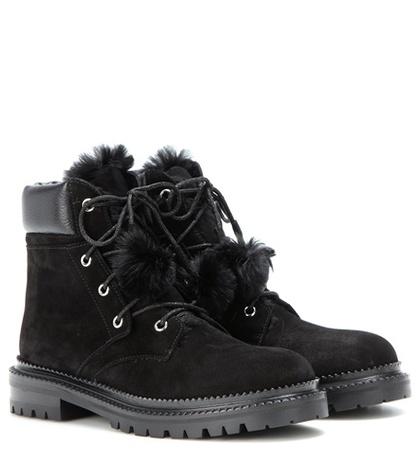 Jimmy Choo Elba Flat Fur-lined Suede Boots
